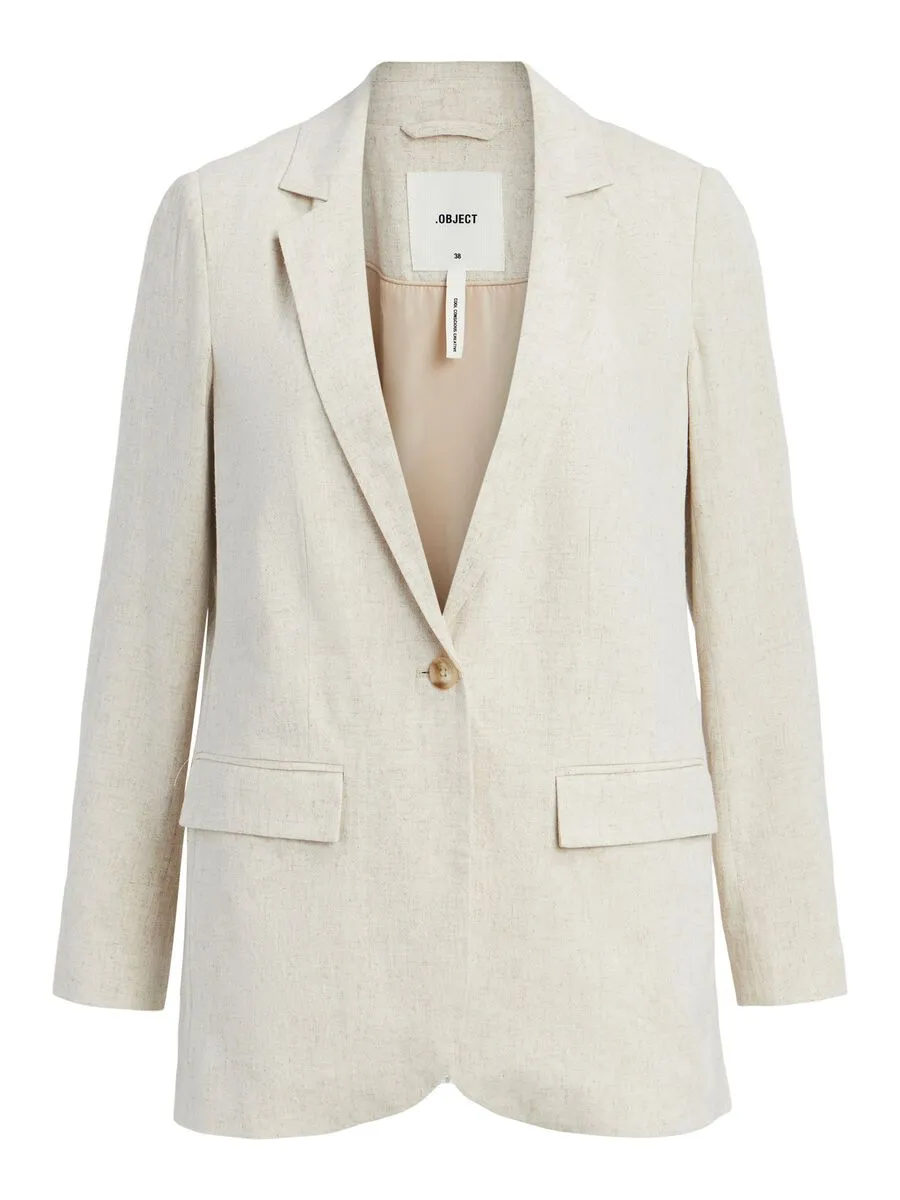 Sigrid Linen Blend Blazer (Sandshell)