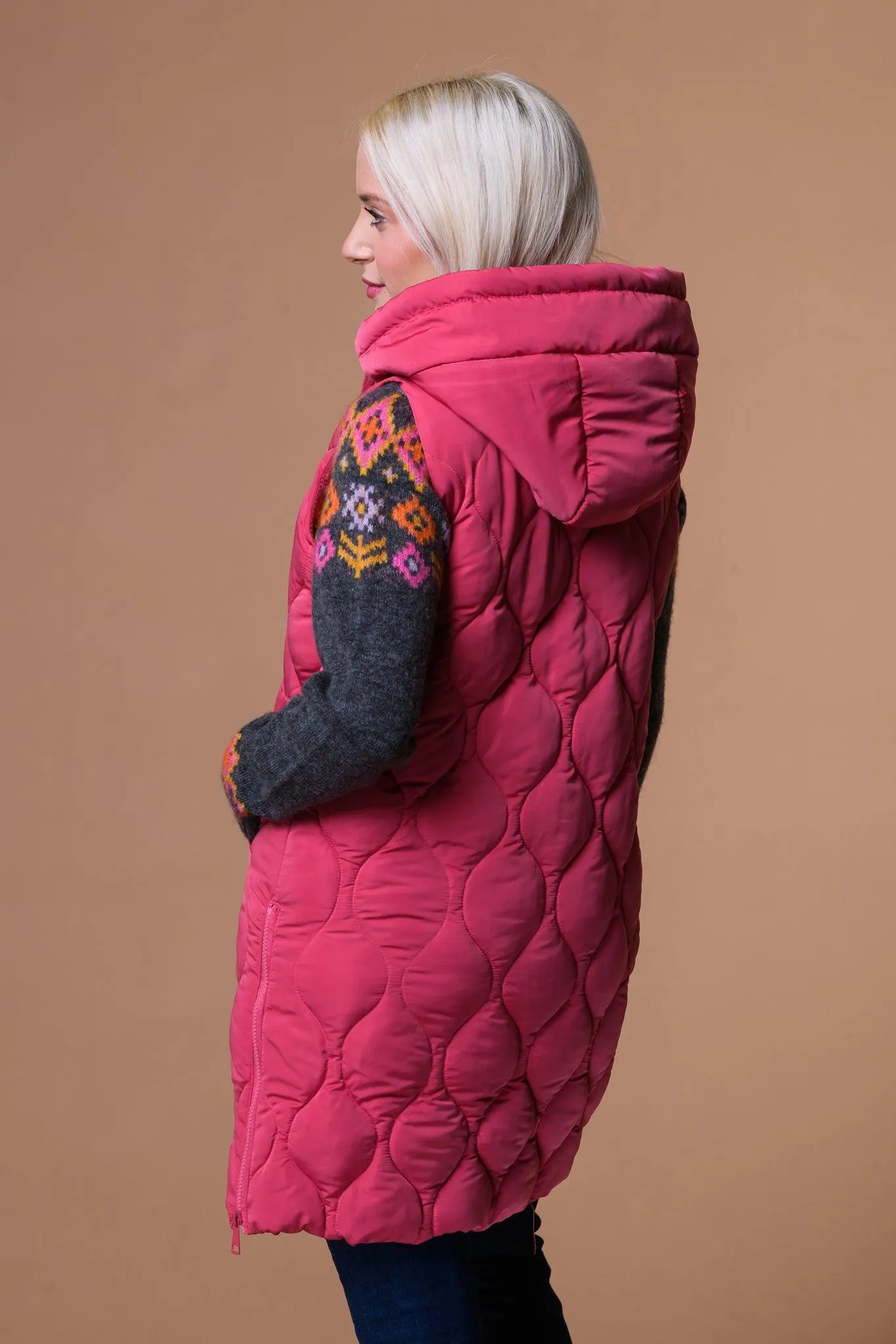 Soft Onion Quilt Gilet-Pink