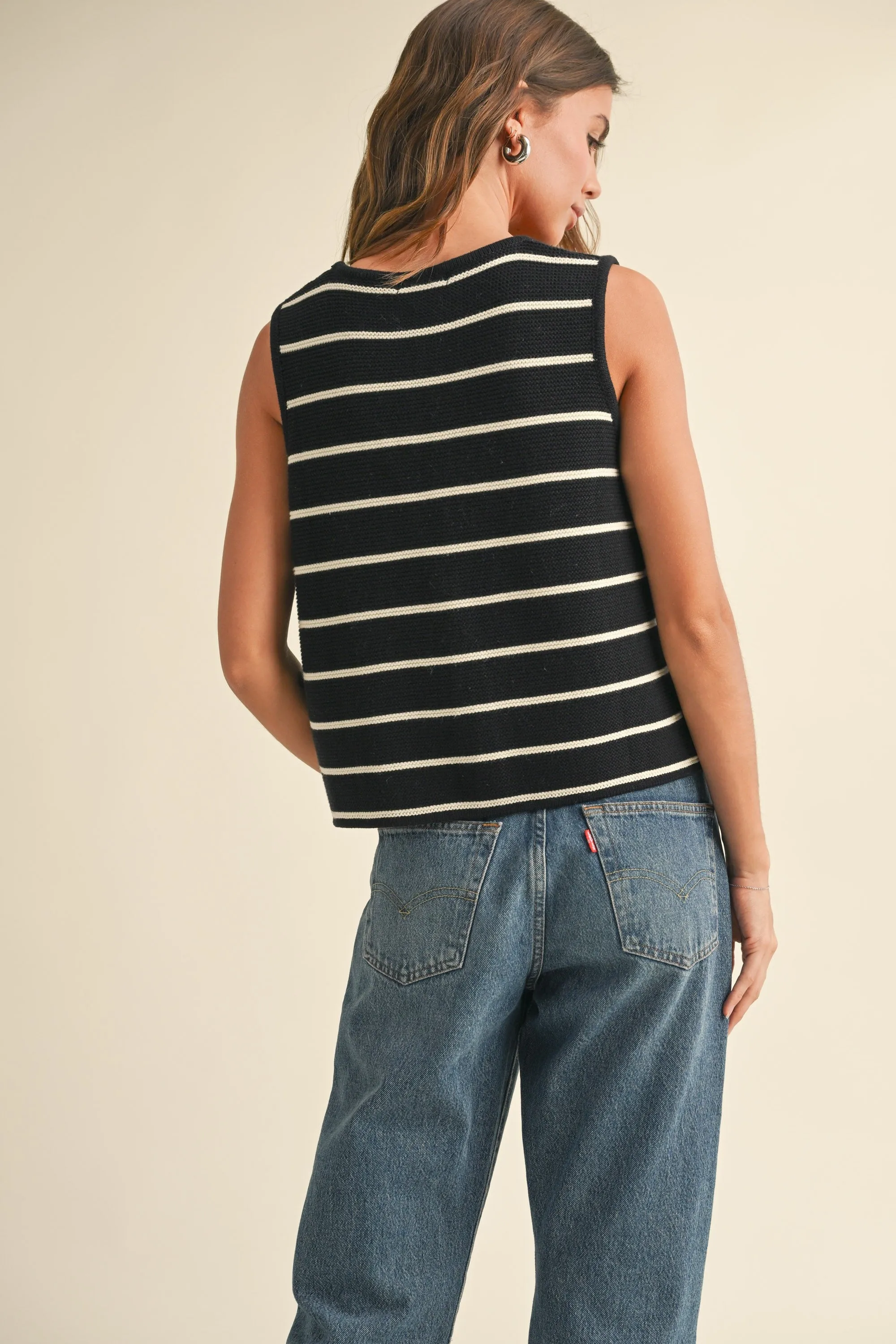 STRIPED TIED FRONT VEST