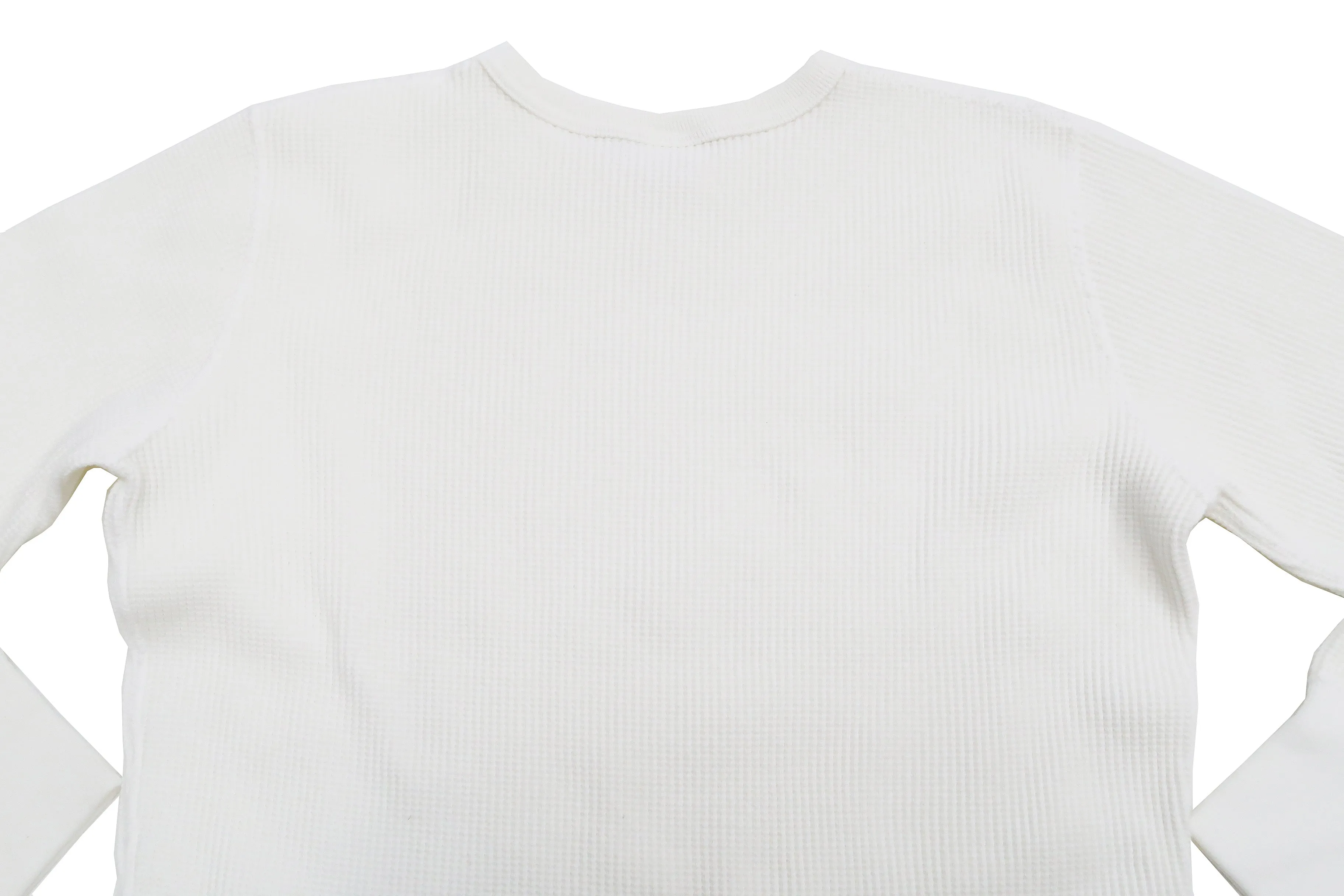 Studio D'artisan Waffle-Knit Thermal T-Shirt Men's Casual Long Sleeve Plain Crew-Neck Heavyweight Thermal Tee 9936 White