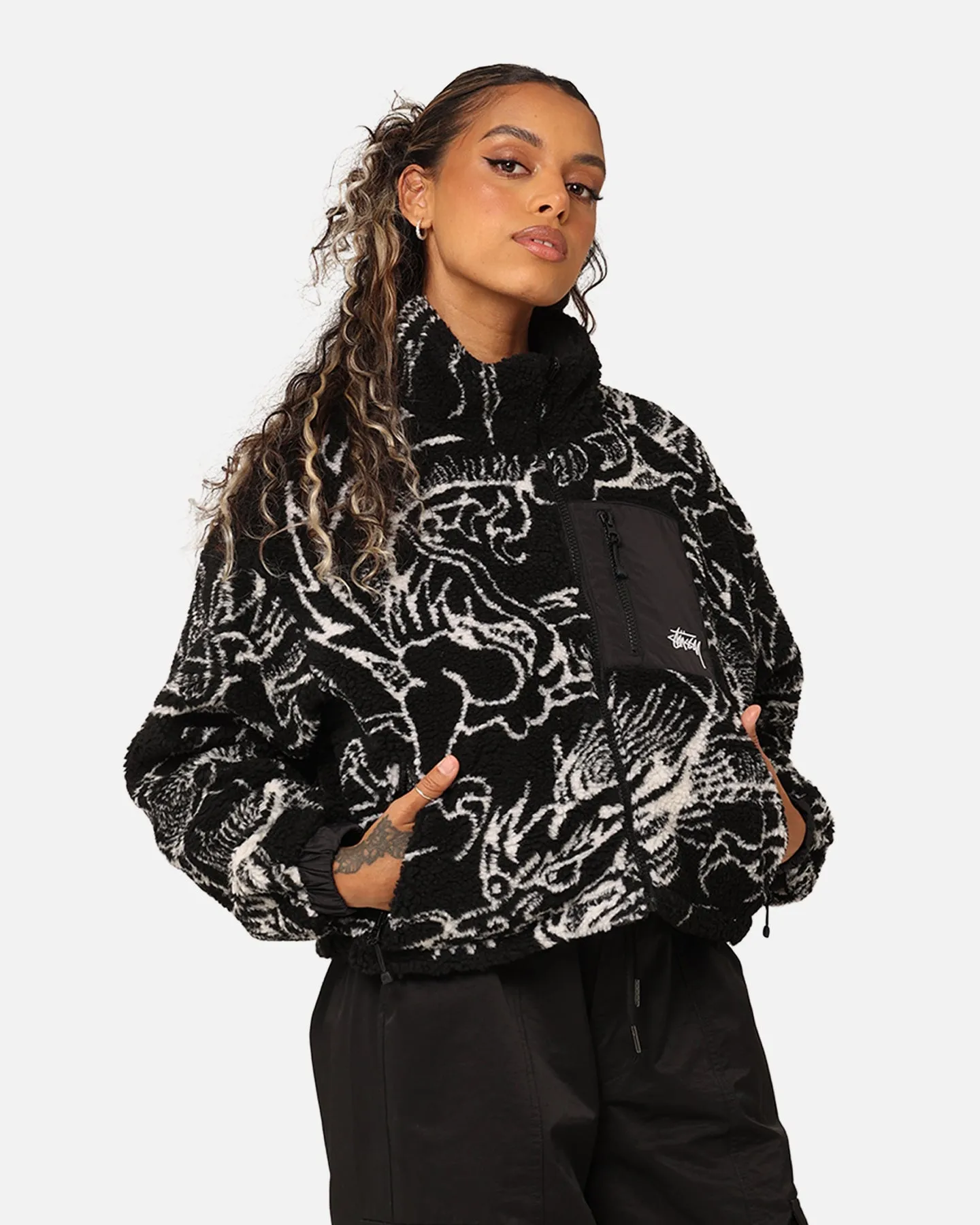 Stussy Women's Dragon Reversible Work Jacket Black