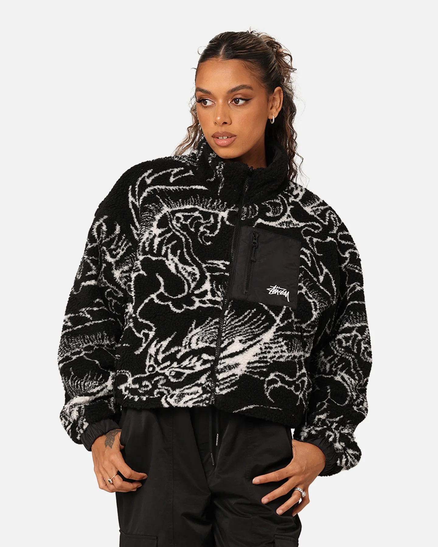 Stussy Women's Dragon Reversible Work Jacket Black