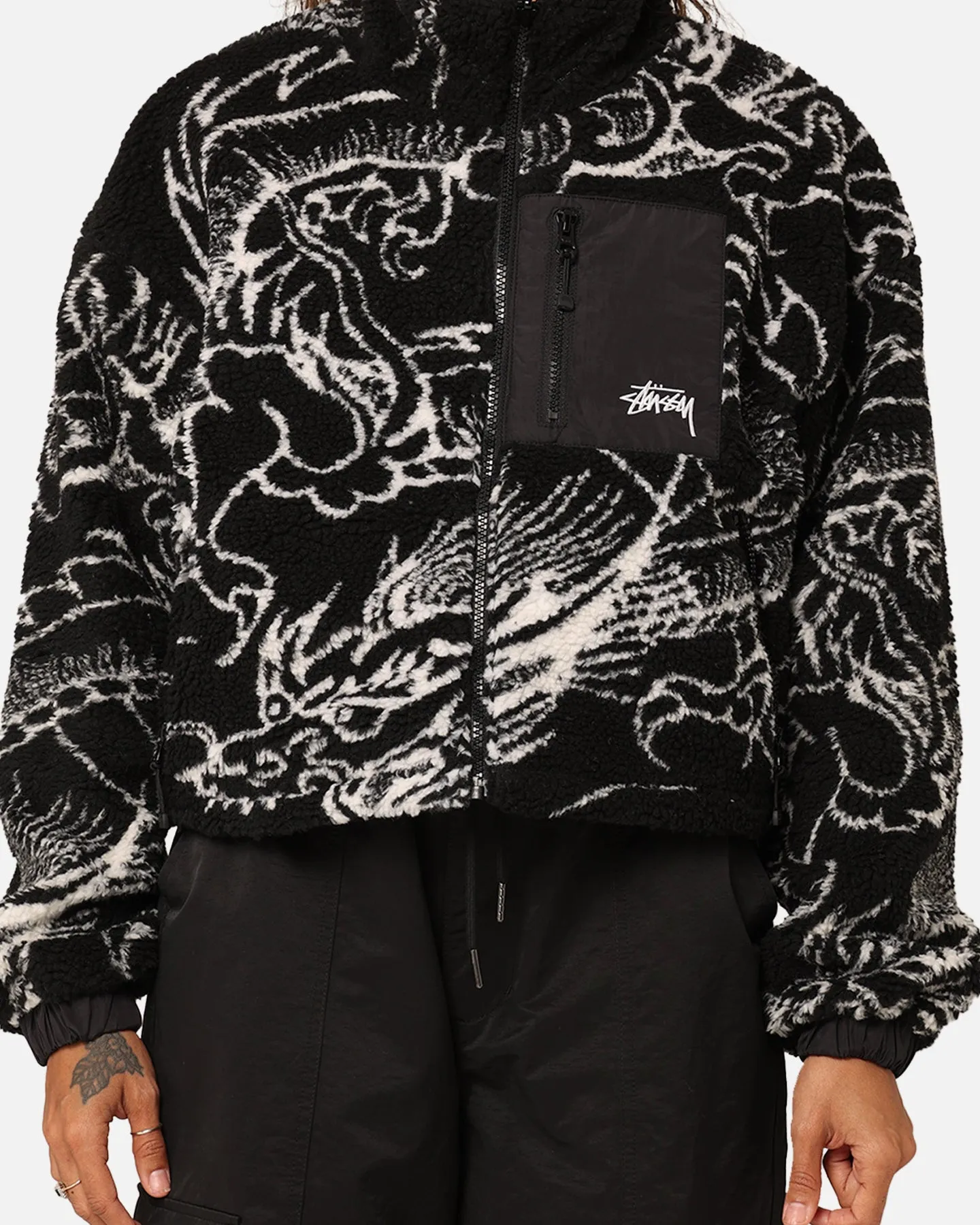 Stussy Women's Dragon Reversible Work Jacket Black