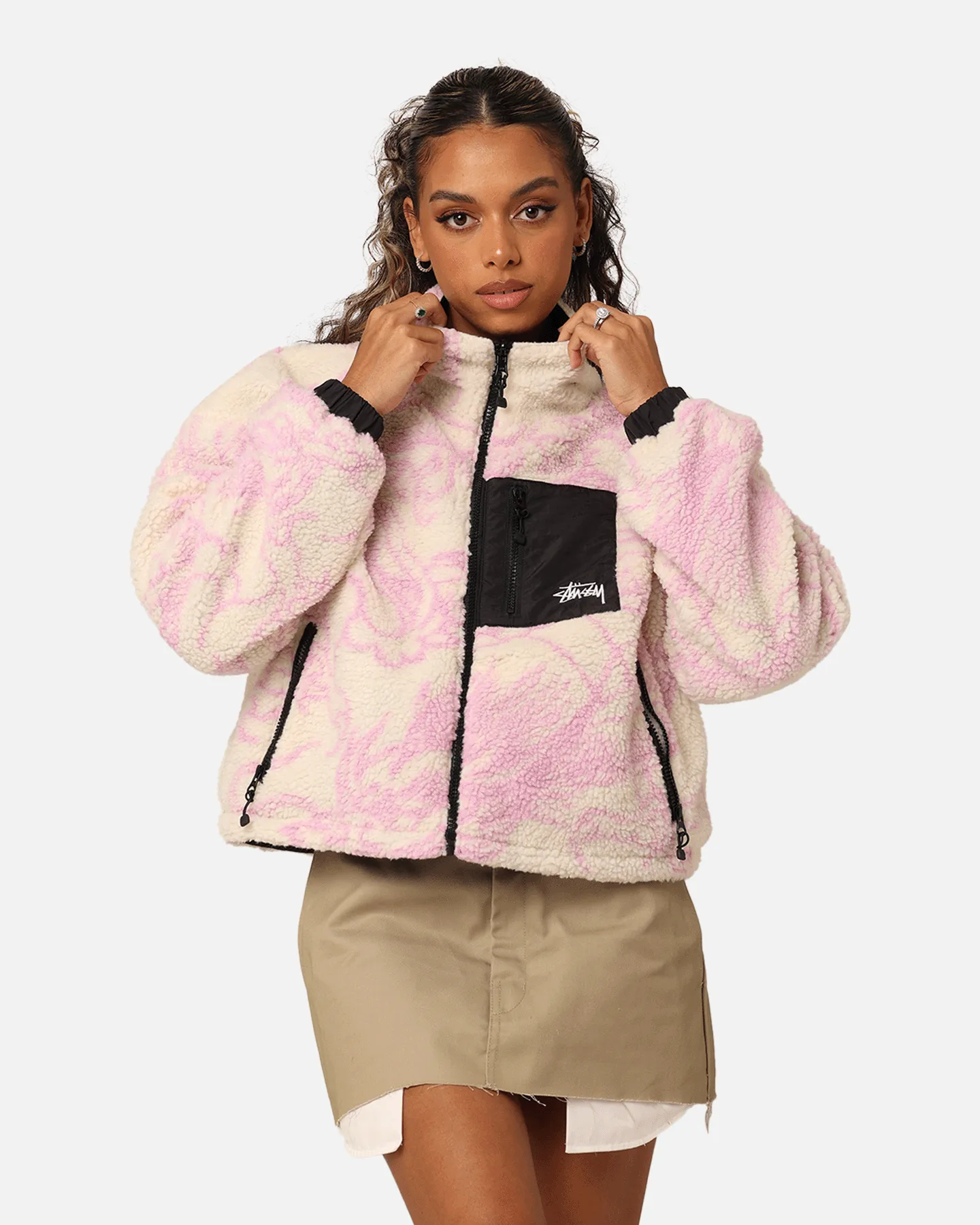 Stussy Women's Dragon Reversible Work Jacket Pink