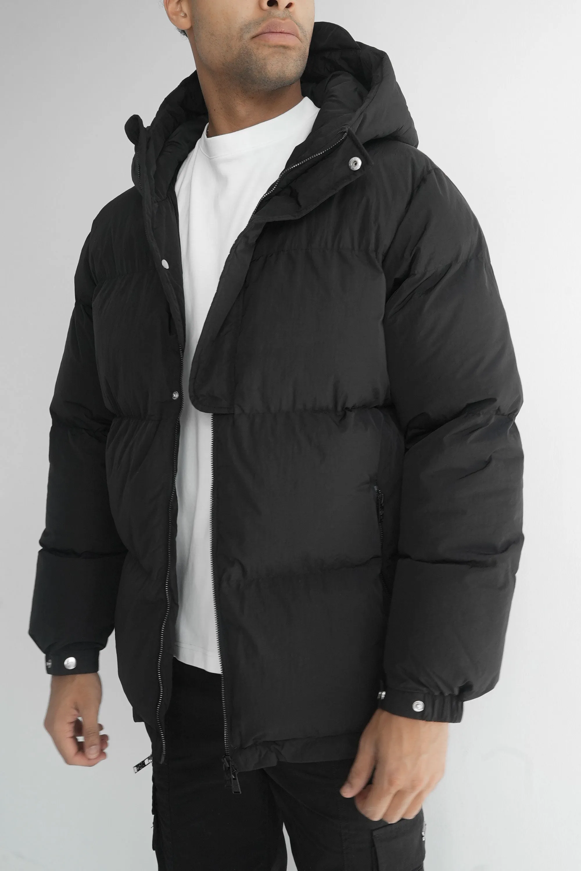 Technical Reflective Puffer Jacket - Black