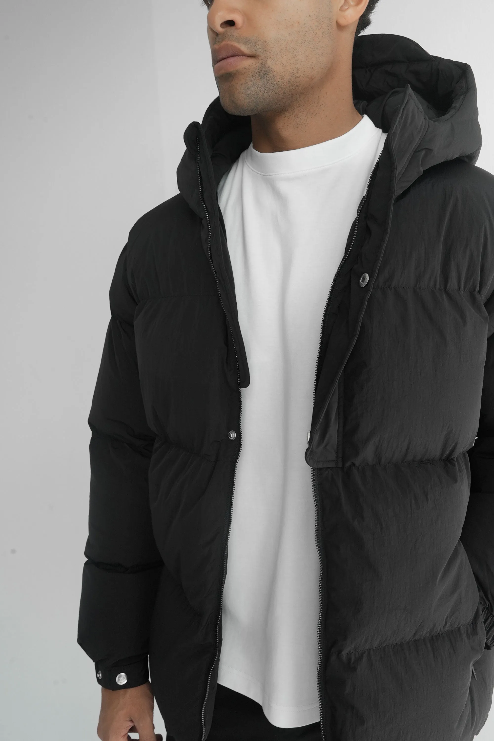 Technical Reflective Puffer Jacket - Black