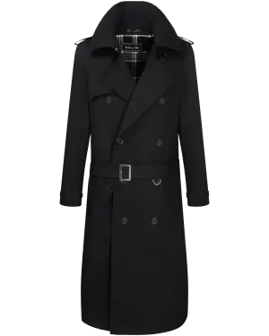 Traditional Black Double Breasted Trench Coat