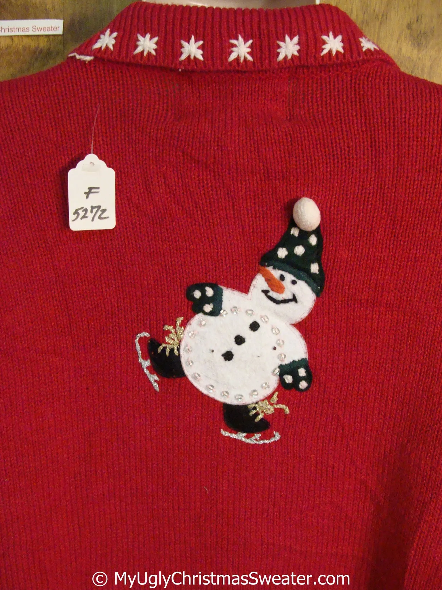 Tumbling Ice Skating Snowmen Red Ugly Christmas Sweater