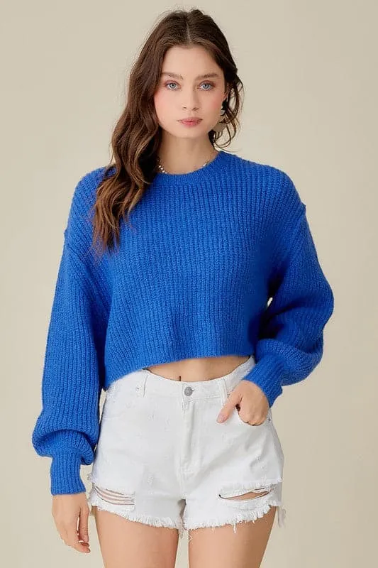 Turn Heads Long Sleeve Cropped Sweater Top