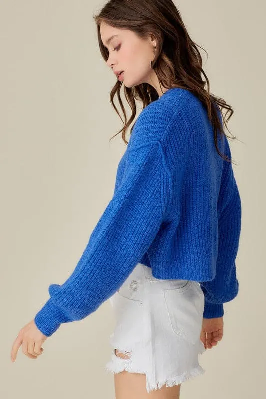 Turn Heads Long Sleeve Cropped Sweater Top