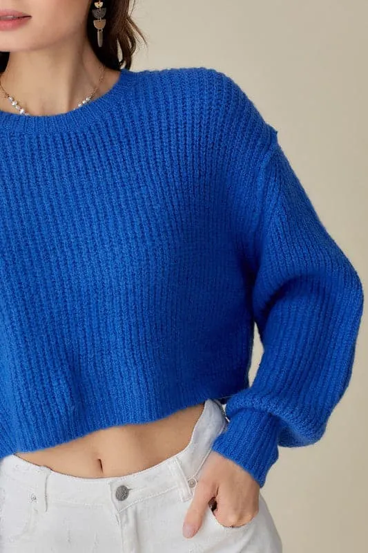 Turn Heads Long Sleeve Cropped Sweater Top