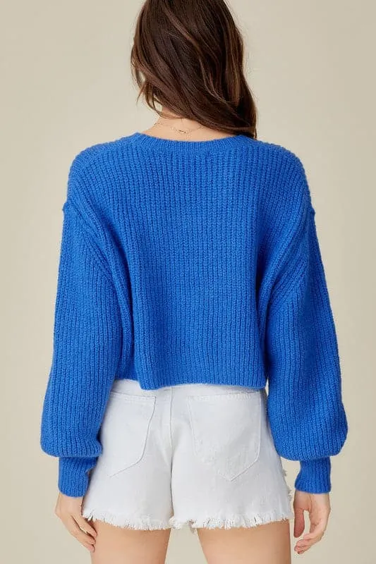 Turn Heads Long Sleeve Cropped Sweater Top