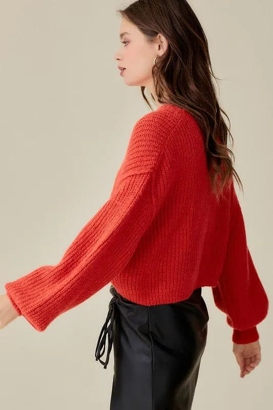 Turn Heads Long Sleeve Cropped Sweater Top