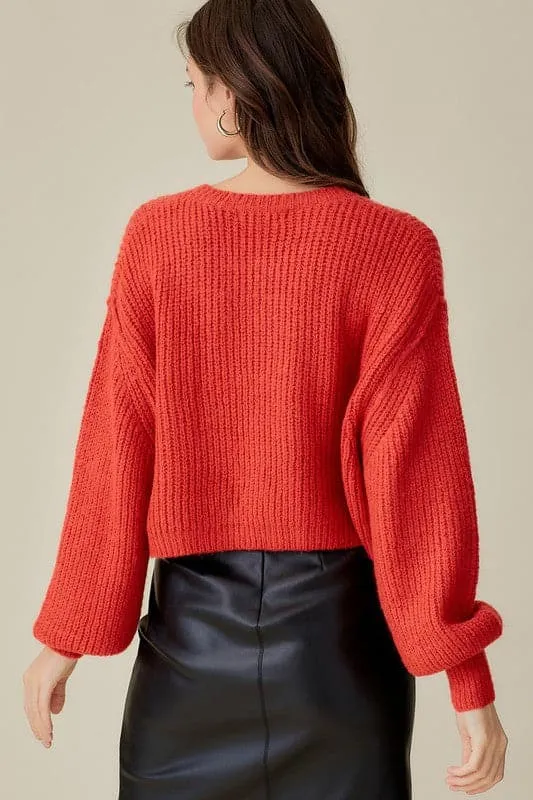 Turn Heads Long Sleeve Cropped Sweater Top