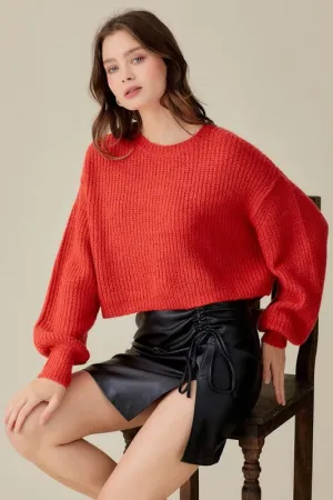 Turn Heads Long Sleeve Cropped Sweater Top