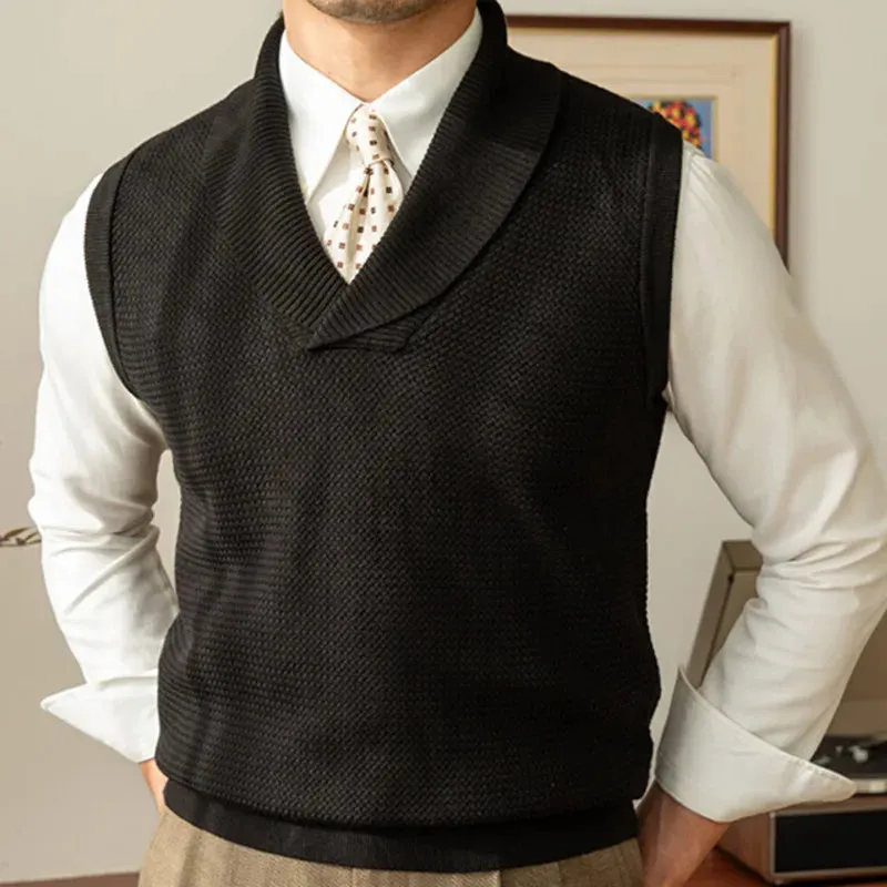 V-Neck Knitted Wool Solid Vest