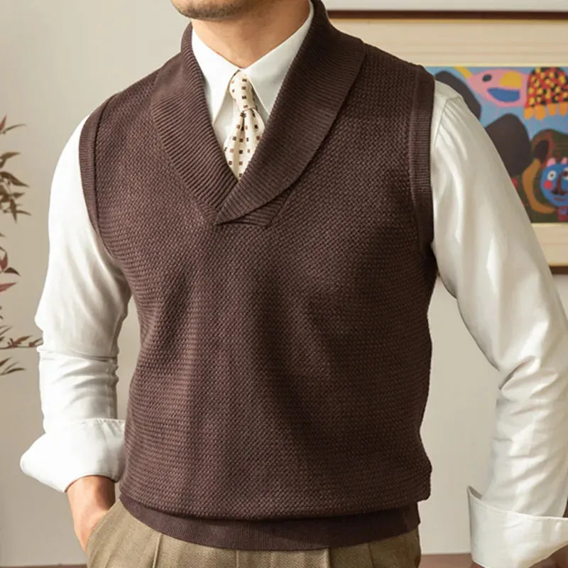 V-Neck Knitted Wool Solid Vest