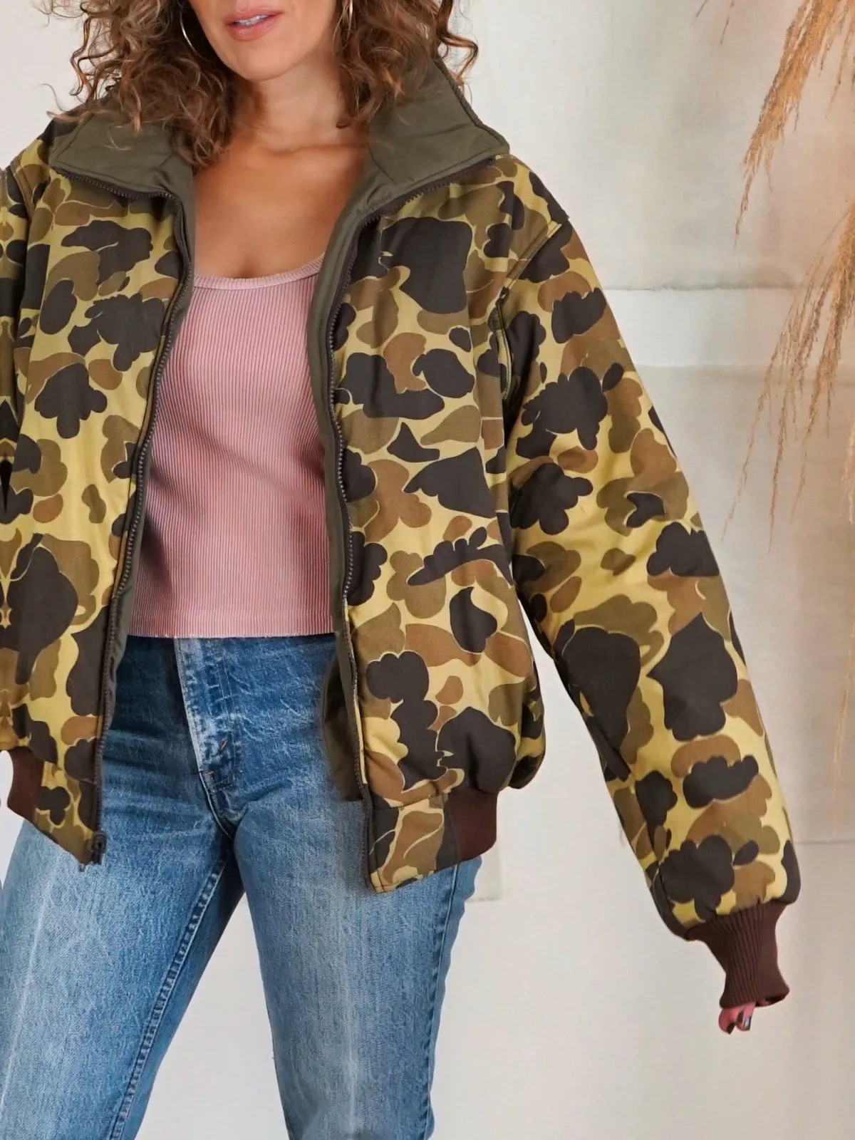 Vintage Camo Reversible Army Bomber Jacket