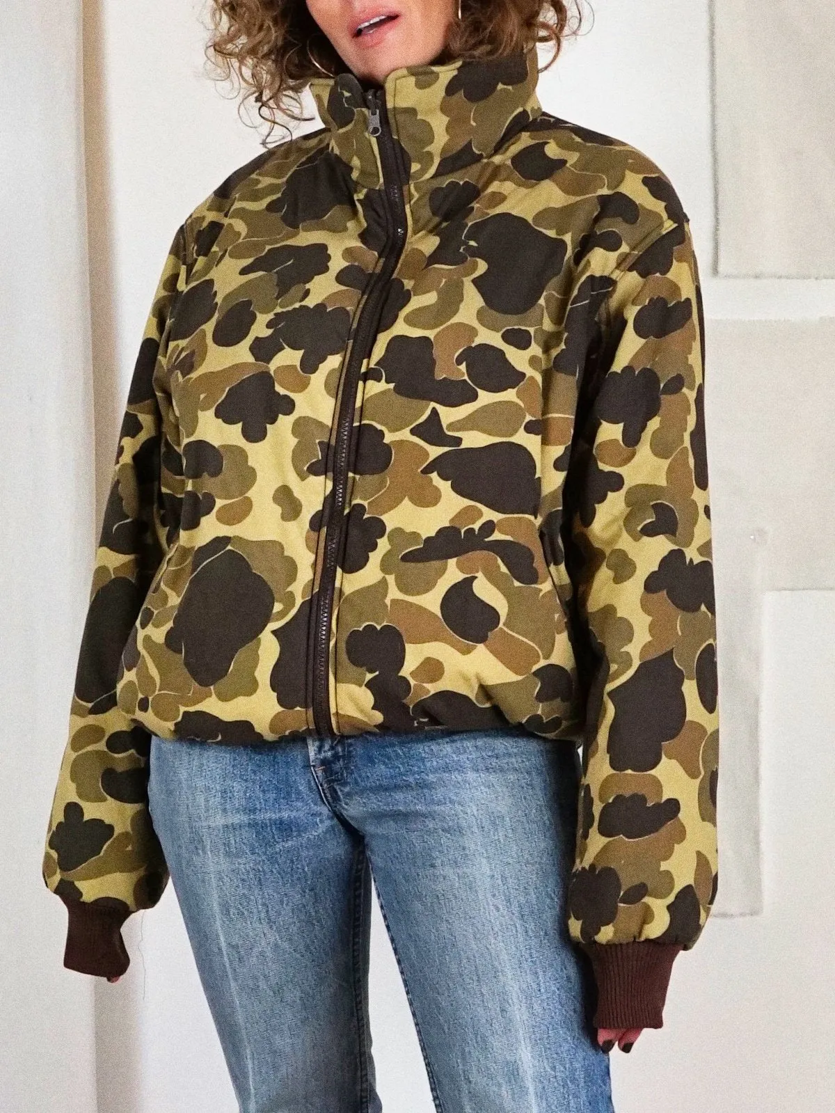 Vintage Camo Reversible Army Bomber Jacket