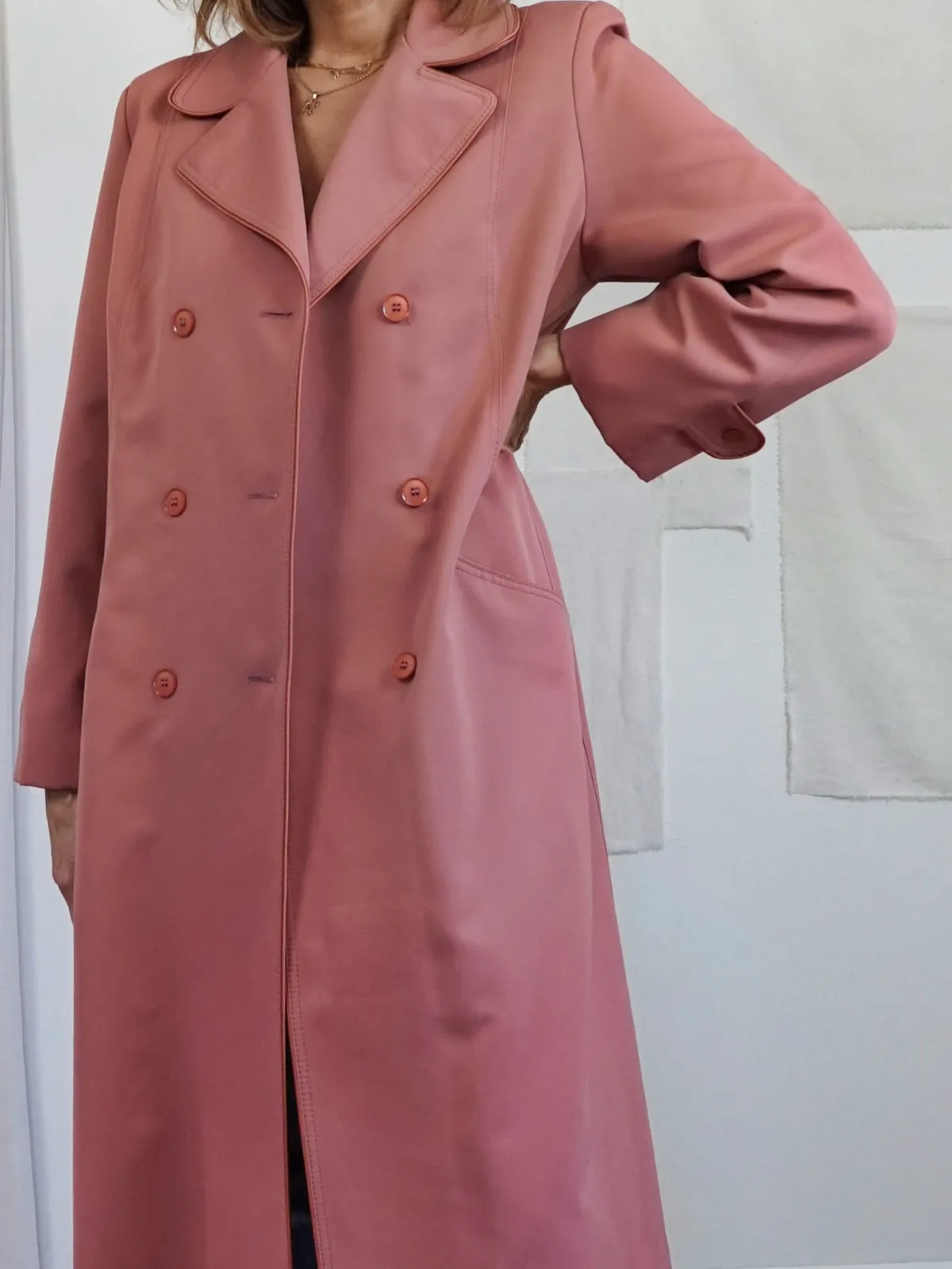 Vintage Dusty Rose Trench Coat