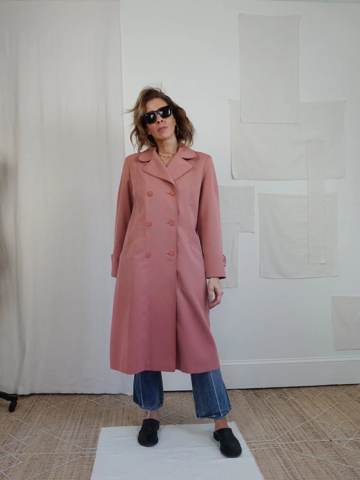 Vintage Dusty Rose Trench Coat