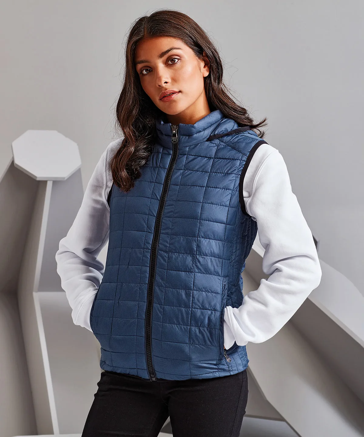 Womens honeycomb hooded gilet | Red