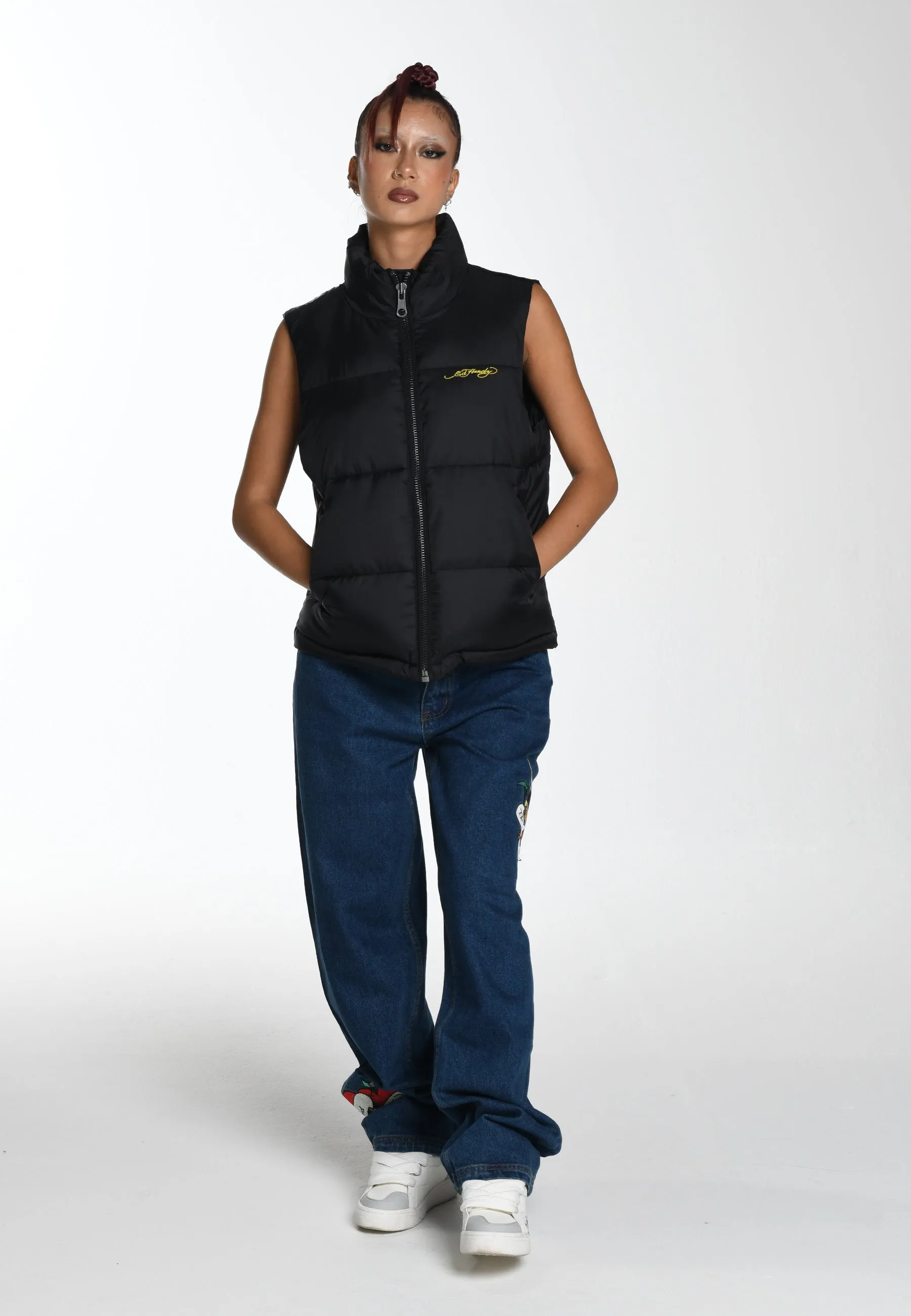 Womens Love Runs Wild Gilet Puffer Jacket - Black