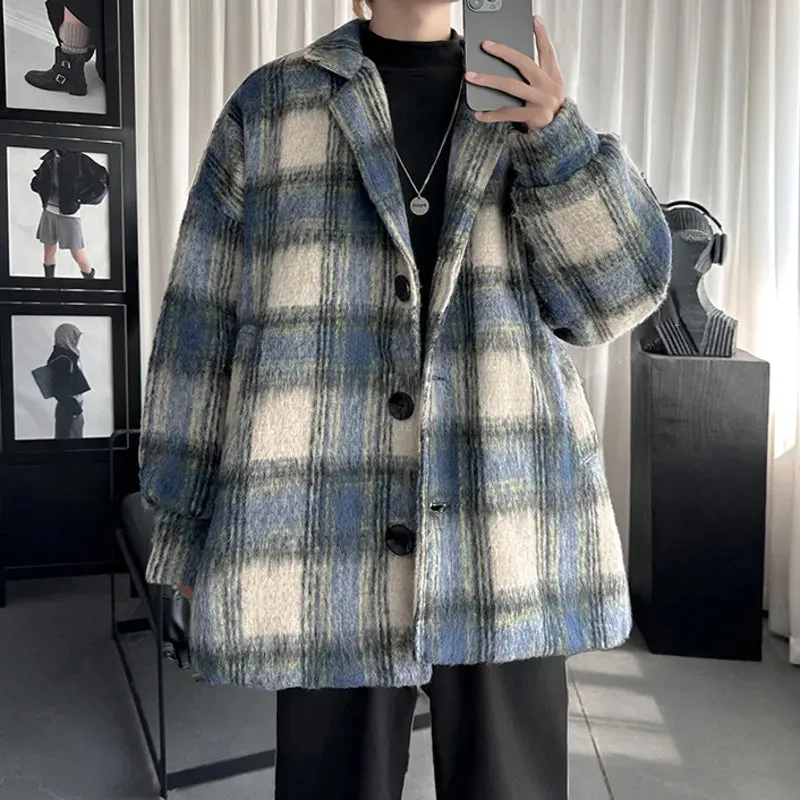 Woolen Big Plaid Oversized Jacket