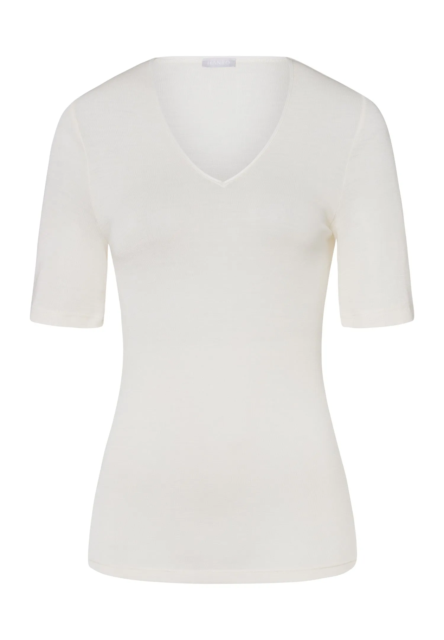 Woolen Silk W Wool and Silk V-Neck Top | Cygne 71417-795