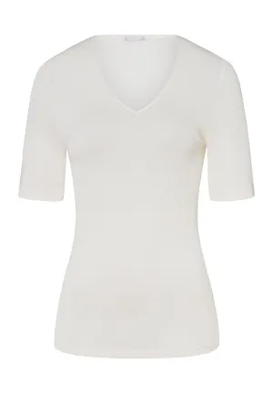 Woolen Silk W Wool and Silk V-Neck Top | Cygne 71417-795