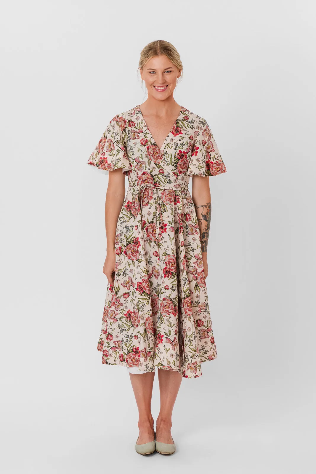 Wrap Dress, Butterfly Sleeve