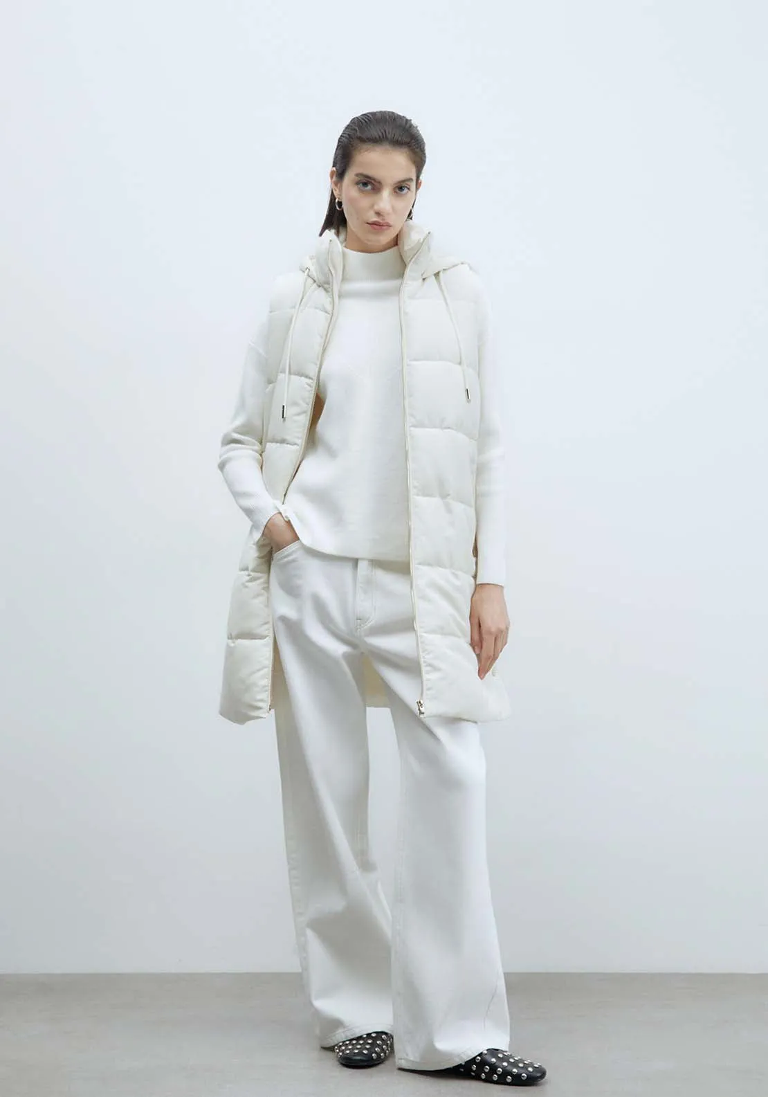 Zip Long Gilet - Off White