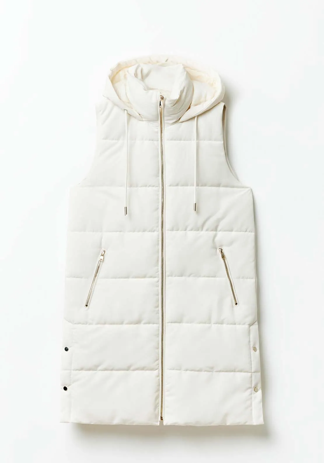 Zip Long Gilet - Off White