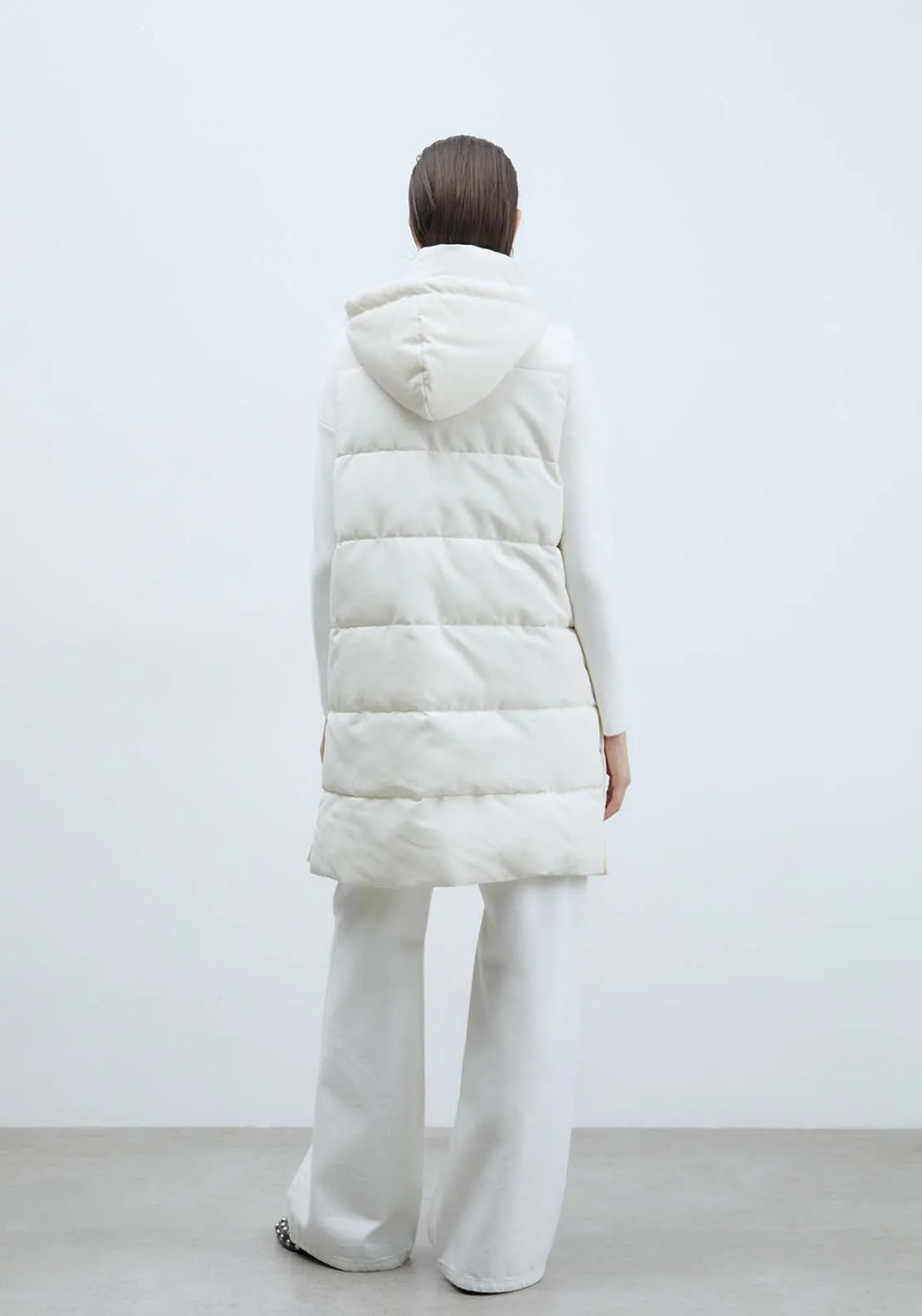 Zip Long Gilet - Off White